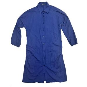 Noracora Women's Shirt Dress NEW Button Up Blue Maxi 3/4 Sleeve Size LARGE